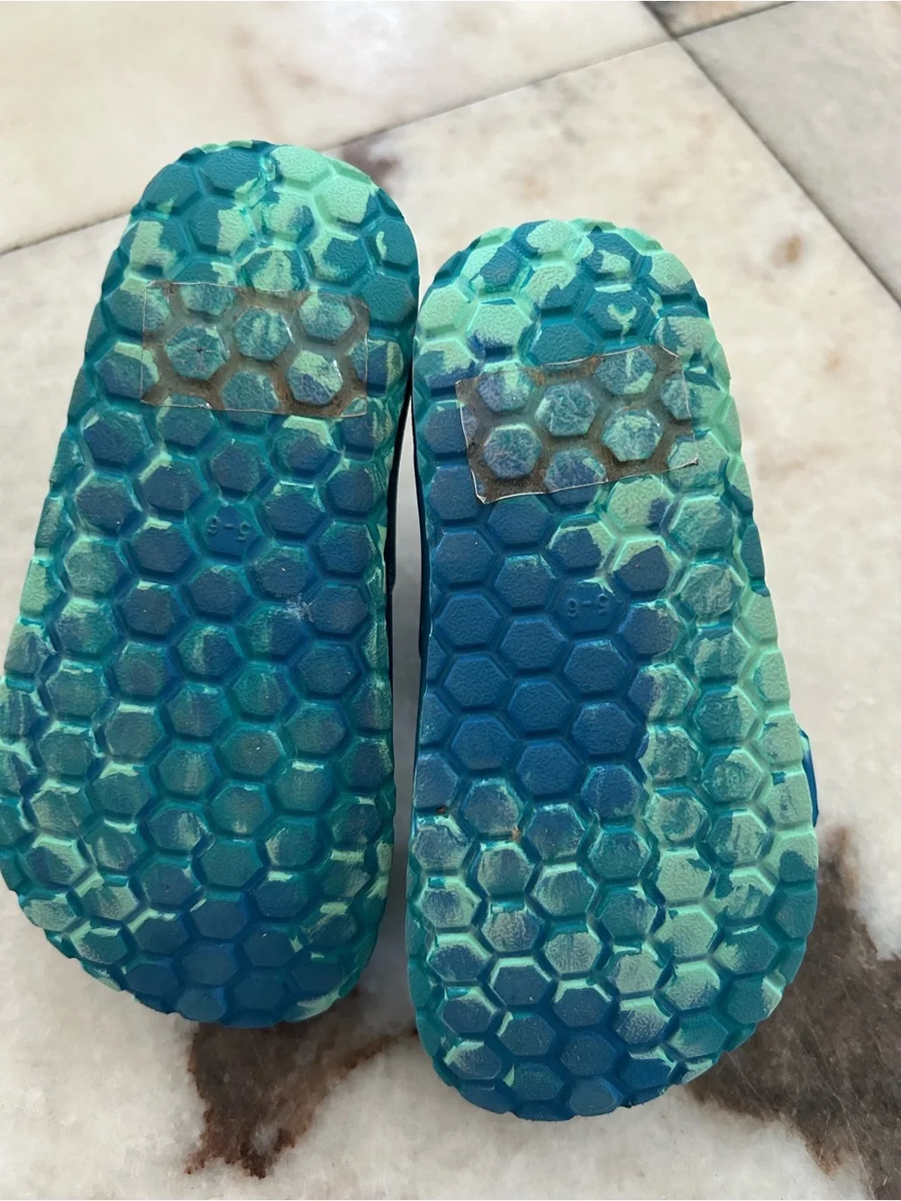 Pink Cherry Crocs and Blue Water Sandals